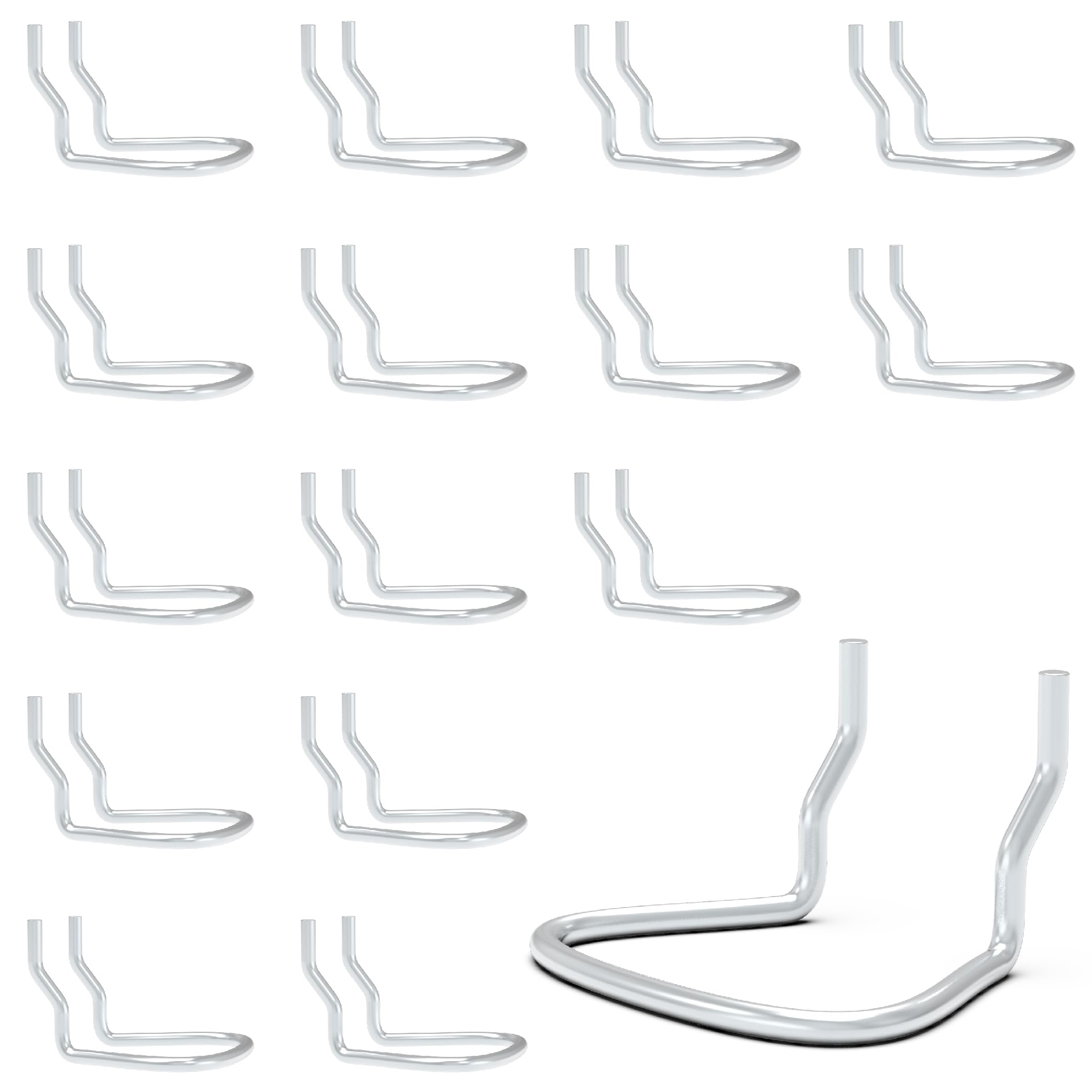 HUHOLE Pegboard Plier Holders, Black/Silver Pegboard Hooks 16Pcs, Fit for 1/4", 3/16", 1/8" Pegboard