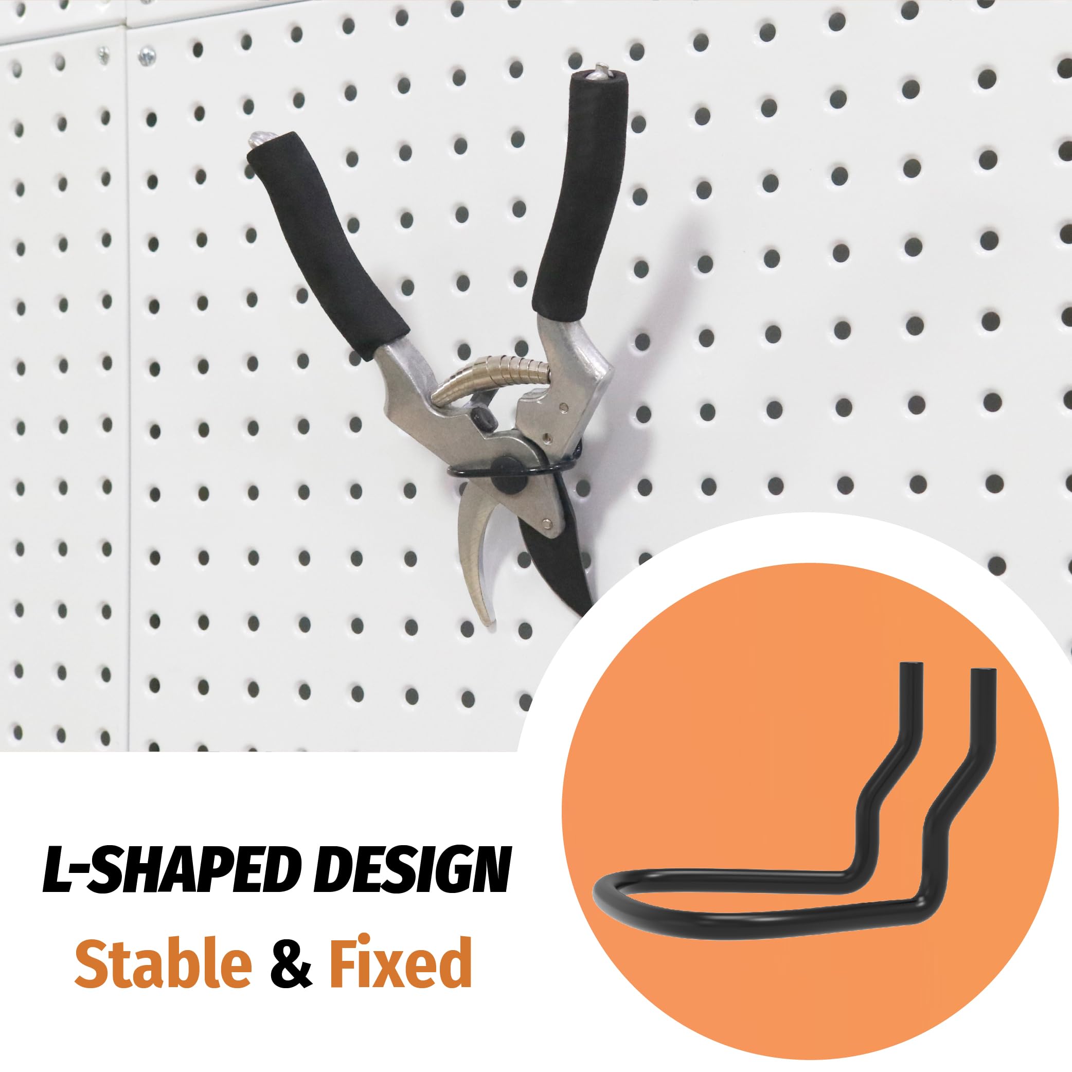 HUHOLE Pegboard Plier Holders, Black/Silver Pegboard Hooks 16Pcs, Fit for 1/4", 3/16", 1/8" Pegboard
