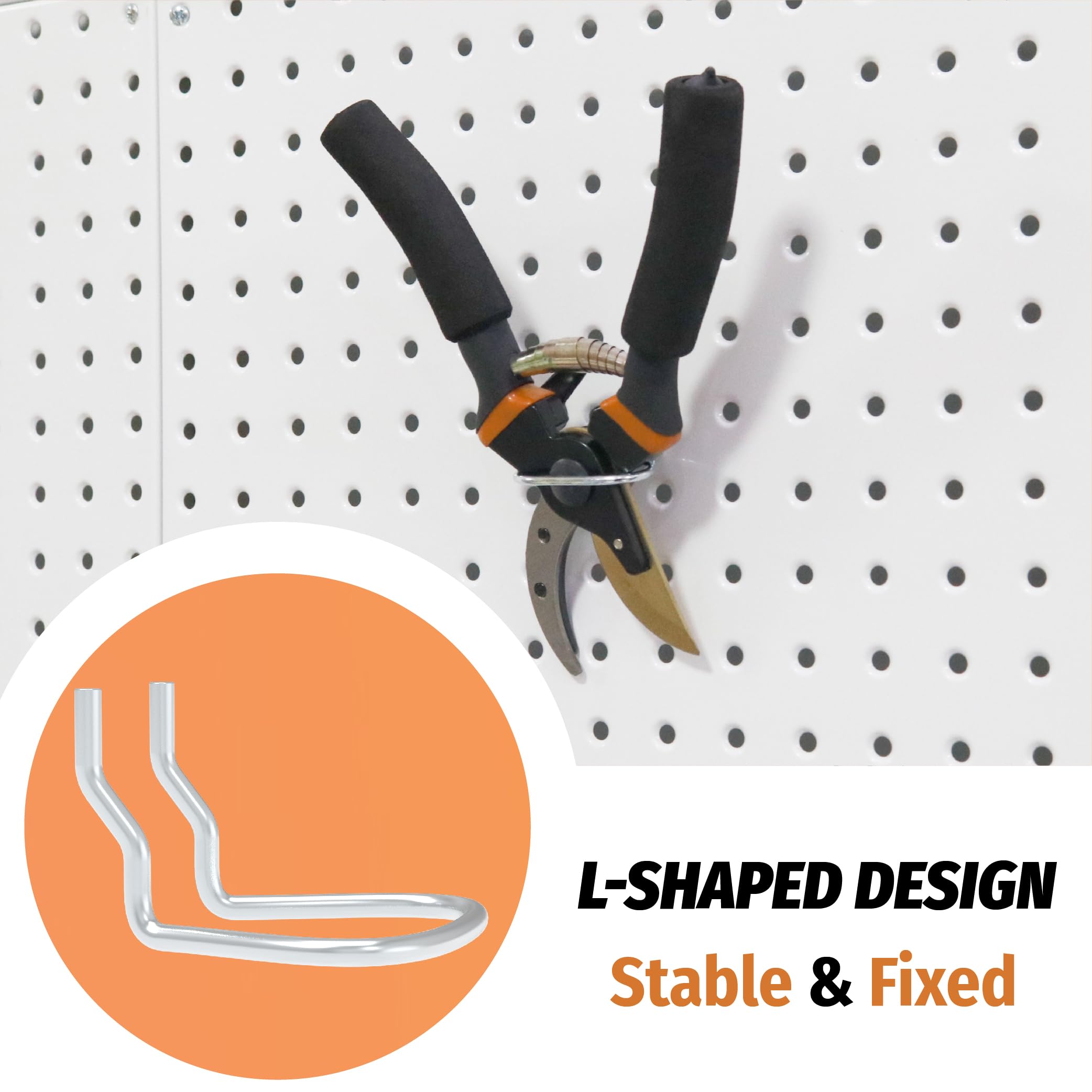 HUHOLE Pegboard Plier Holders, Black/Silver Pegboard Hooks 16Pcs, Fit for 1/4", 3/16", 1/8" Pegboard