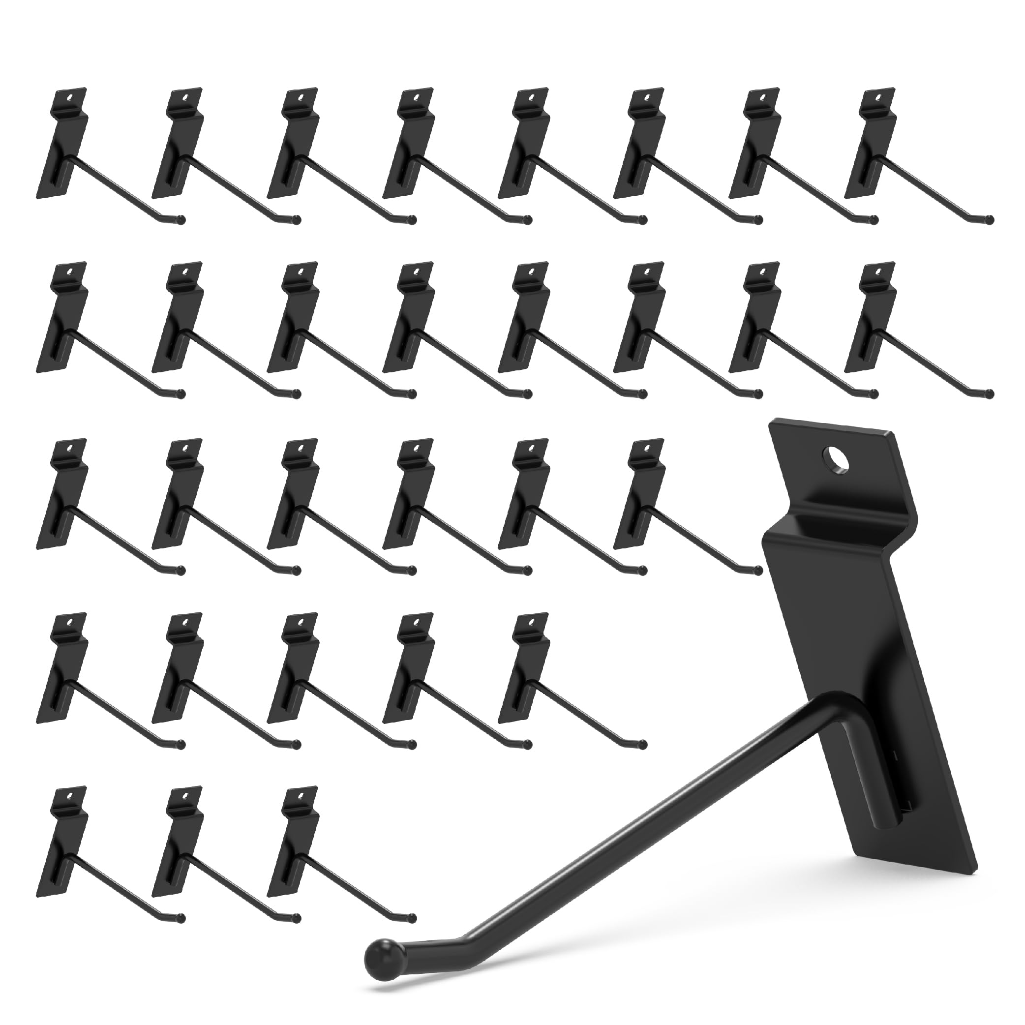 HUHOLE Slatwall Hooks 4-12 Inch 32PC Black, Thick Metal Slat Wall Hanging Hooks