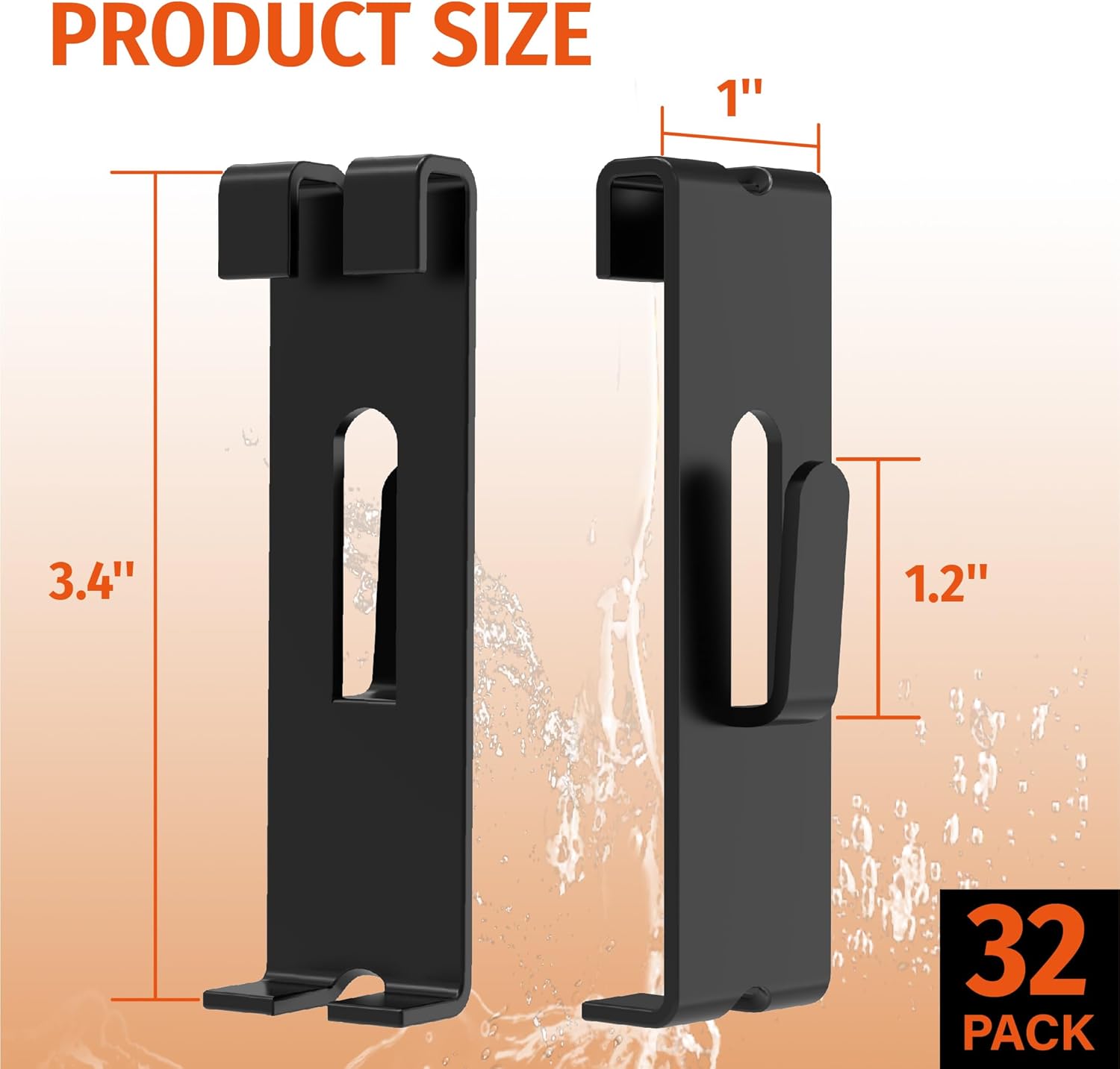 HUHOLE Black Gridwall Notch Hooks 32PC