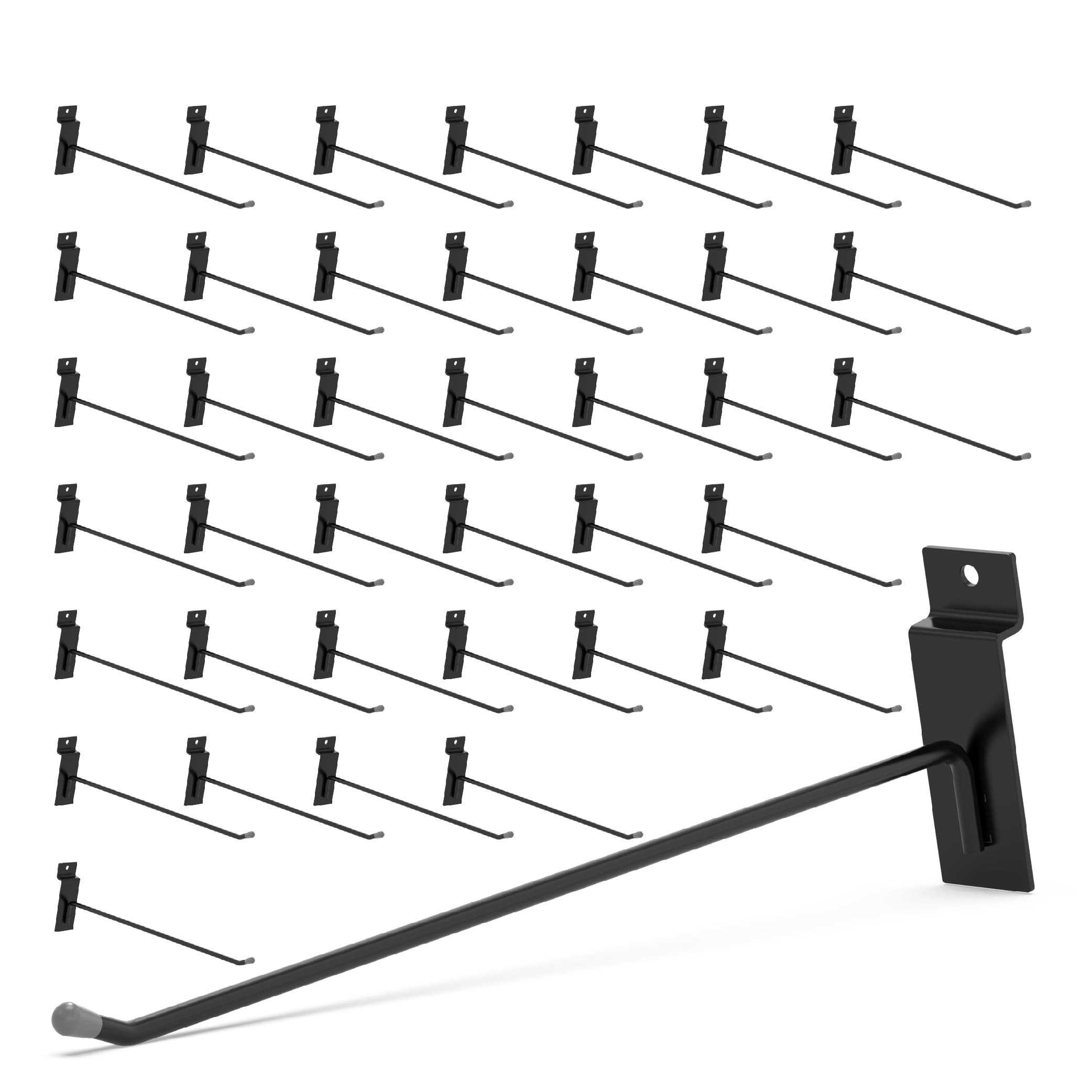 HUHOLE Slatwall Hooks 4-12 Inch 32PC Black, Thick Metal Slat Wall Hanging Hooks