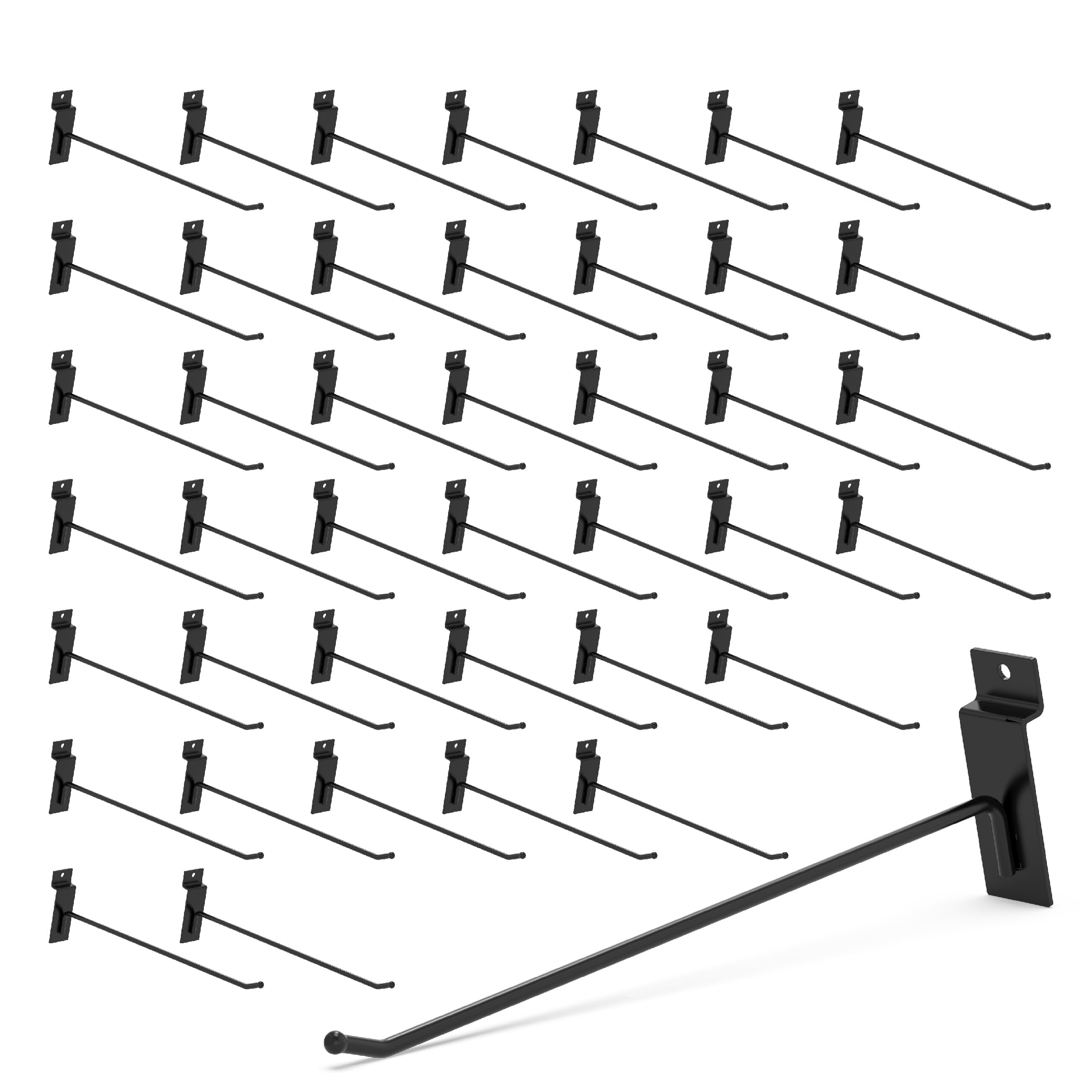 HUHOLE Slatwall Hooks 4-12 Inch 32PC Black, Thick Metal Slat Wall Hanging Hooks