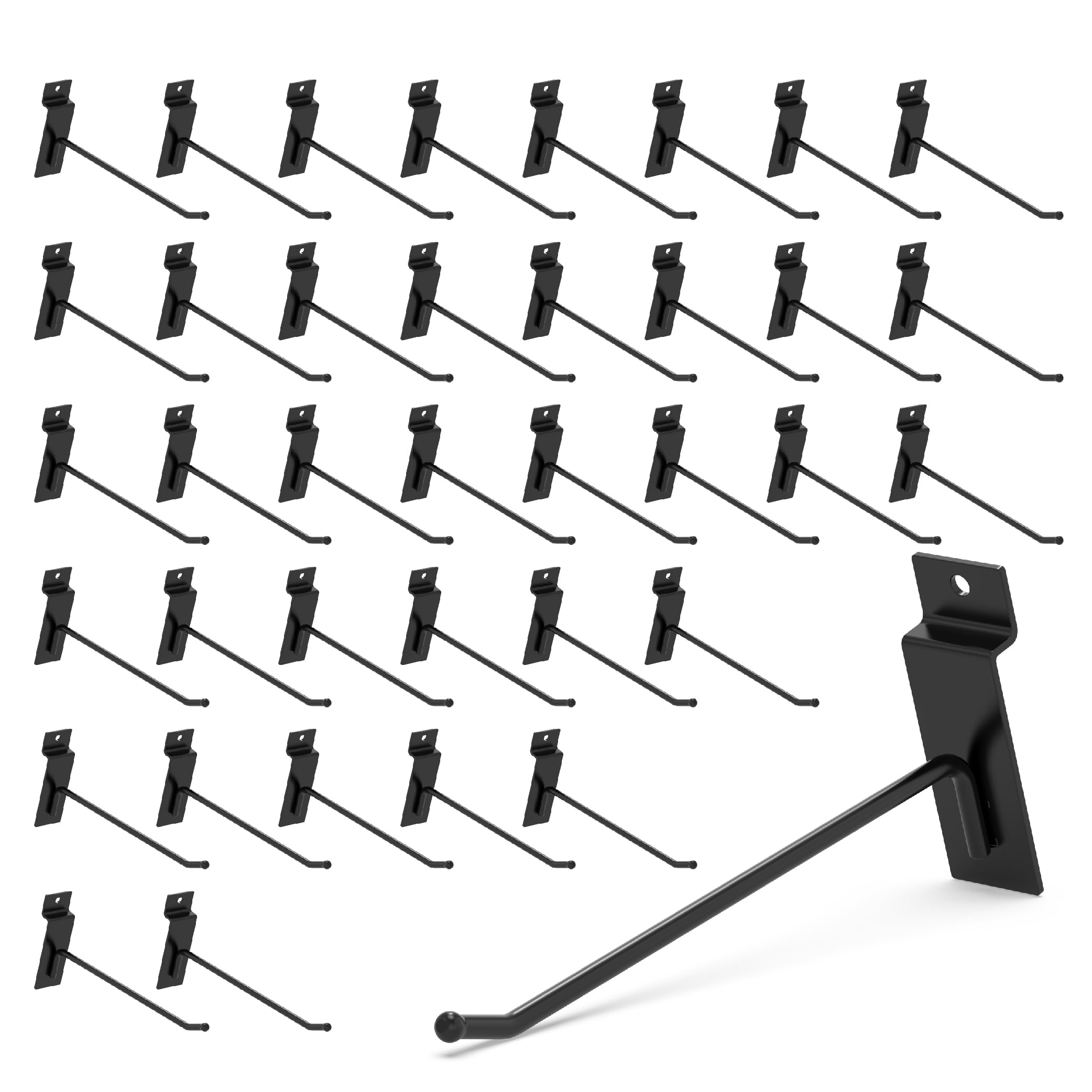 HUHOLE Slatwall Hooks 4-12 Inch 32PC Black, Thick Metal Slat Wall Hanging Hooks