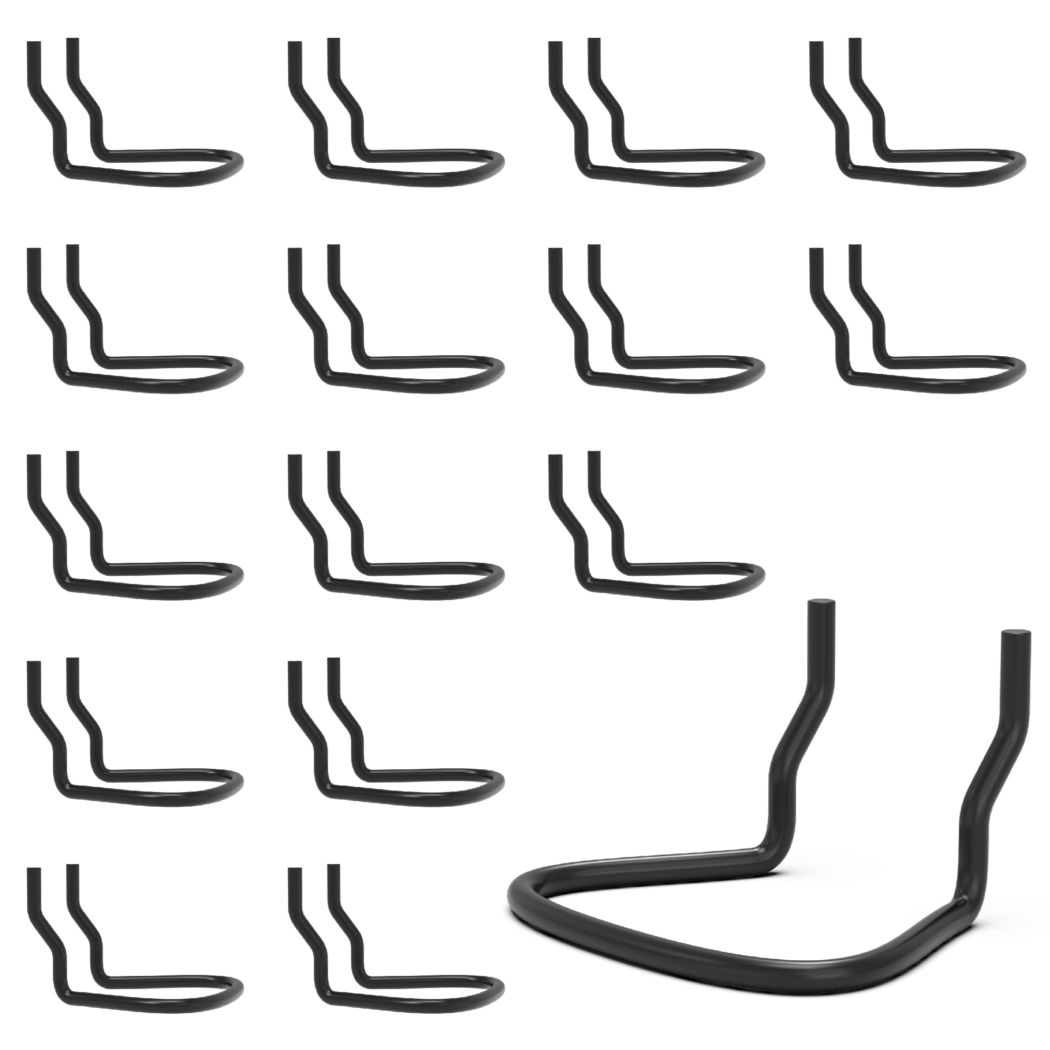 HUHOLE Pegboard Plier Holders, Black/Silver Pegboard Hooks 16Pcs, Fit for 1/4", 3/16", 1/8" Pegboard