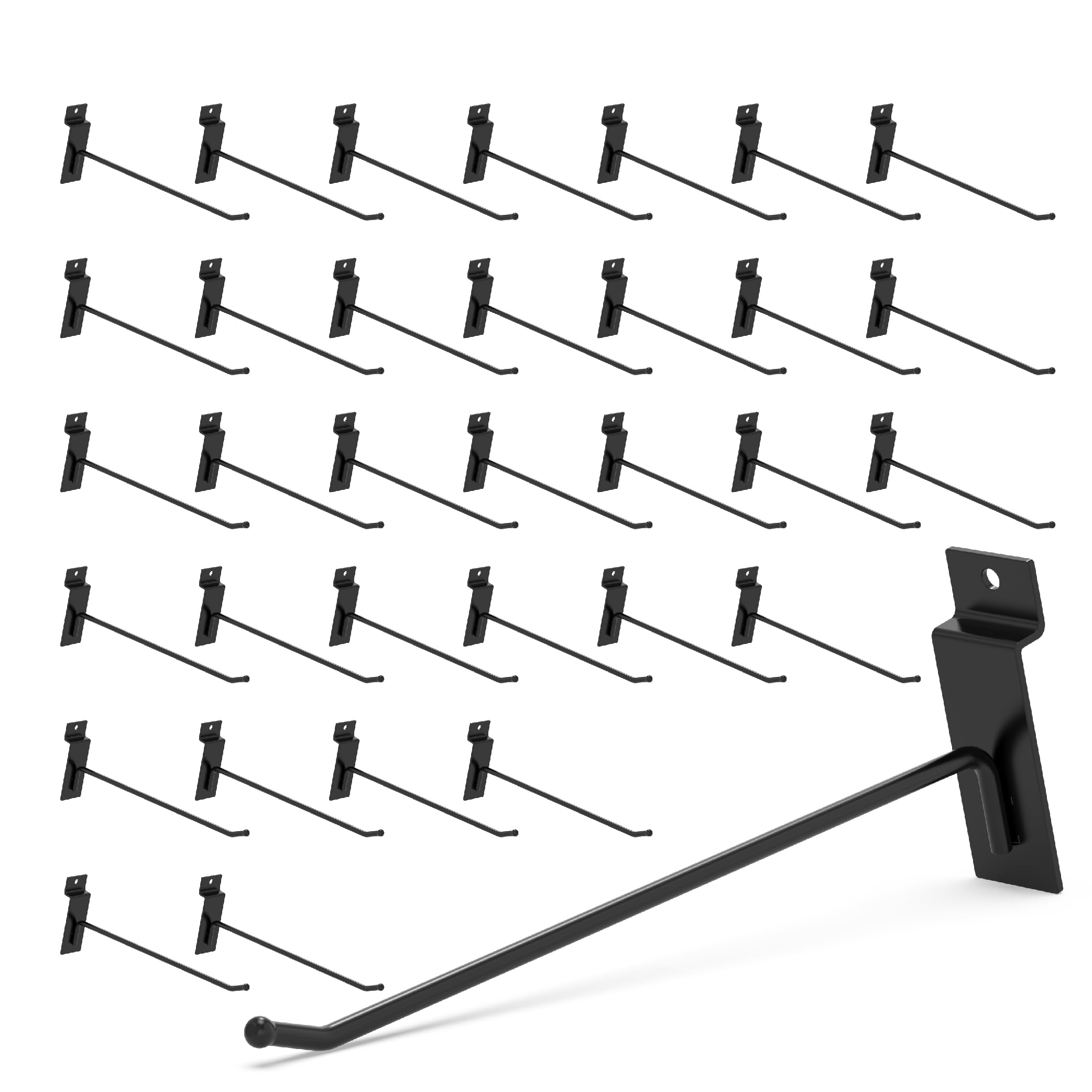 HUHOLE Slatwall Hooks 4-12 Inch 32PC Black, Thick Metal Slat Wall Hanging Hooks