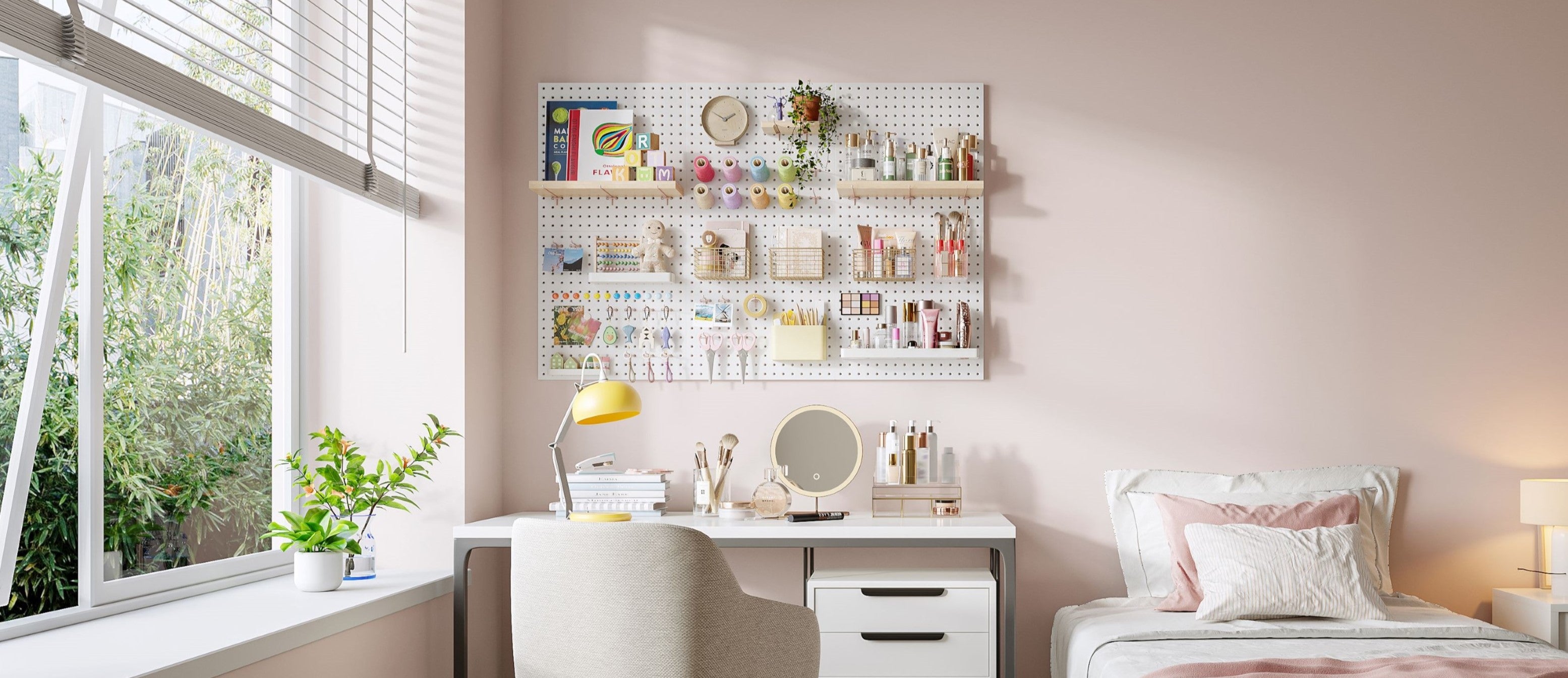 Pink Pegboard Hooks: A Chic Solution for Bedroom Organization