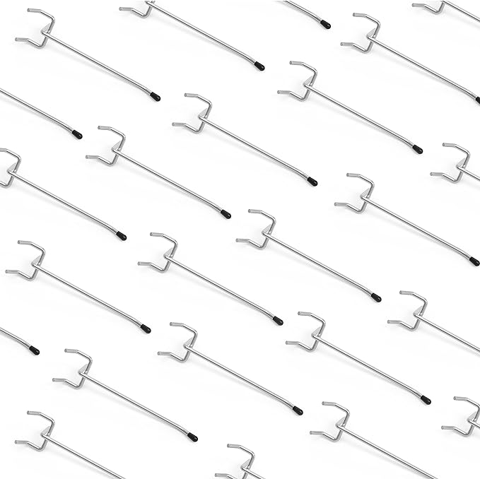 HUHOLE Pegboard Hooks 2-6 Inch 100PC, Fit 1/4" or 1/8" Pegboard with Plastic Tip