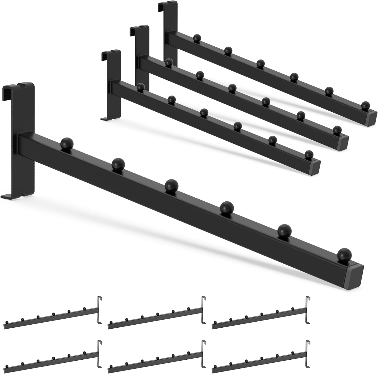 HUHOLE 6 Ball Gridwall Waterfall Hooks, 10 Pack, Black Powder-Coated