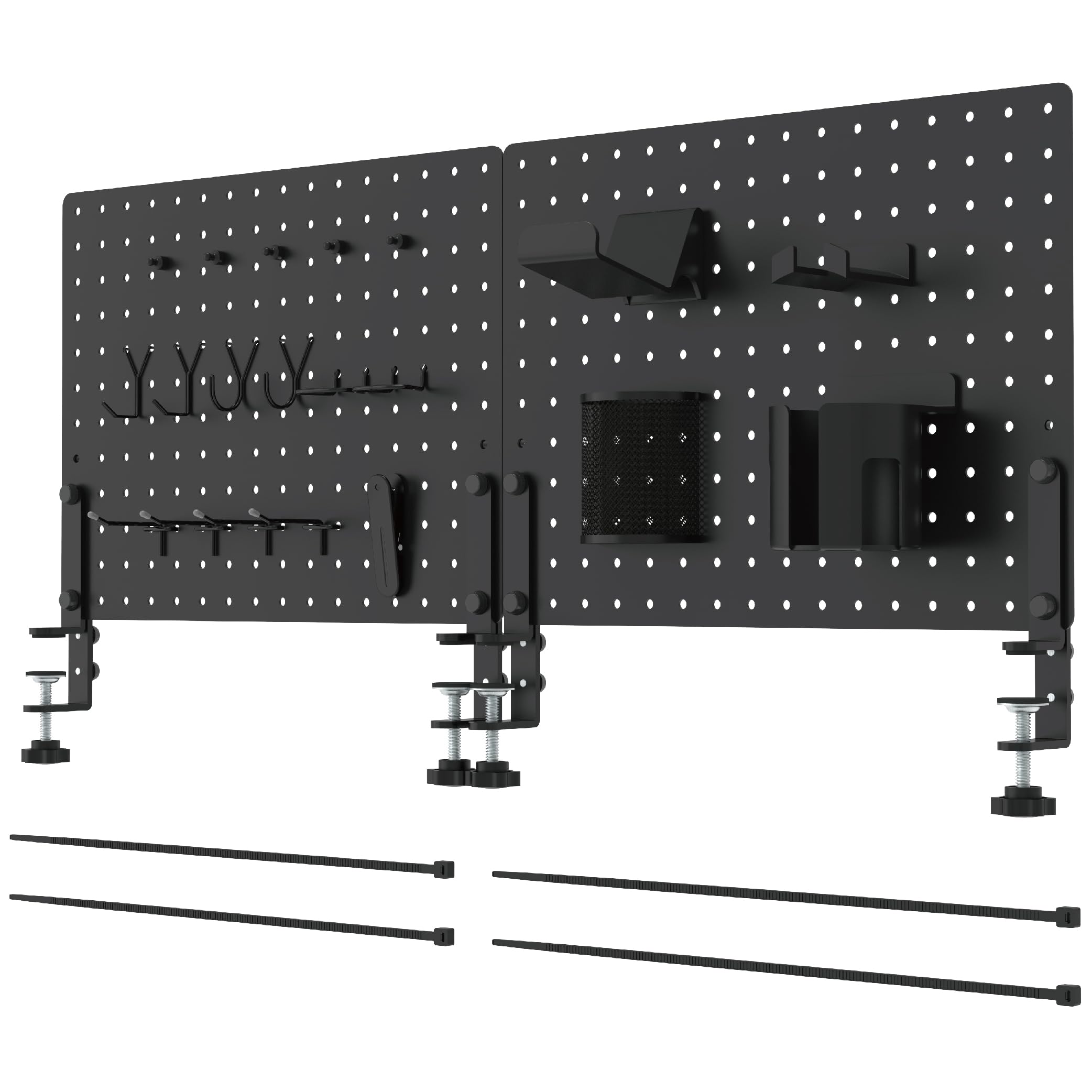 HUHOLE Clamp-On Desk Pegboard, 32 x 12 inch Metal Desktop Organizer