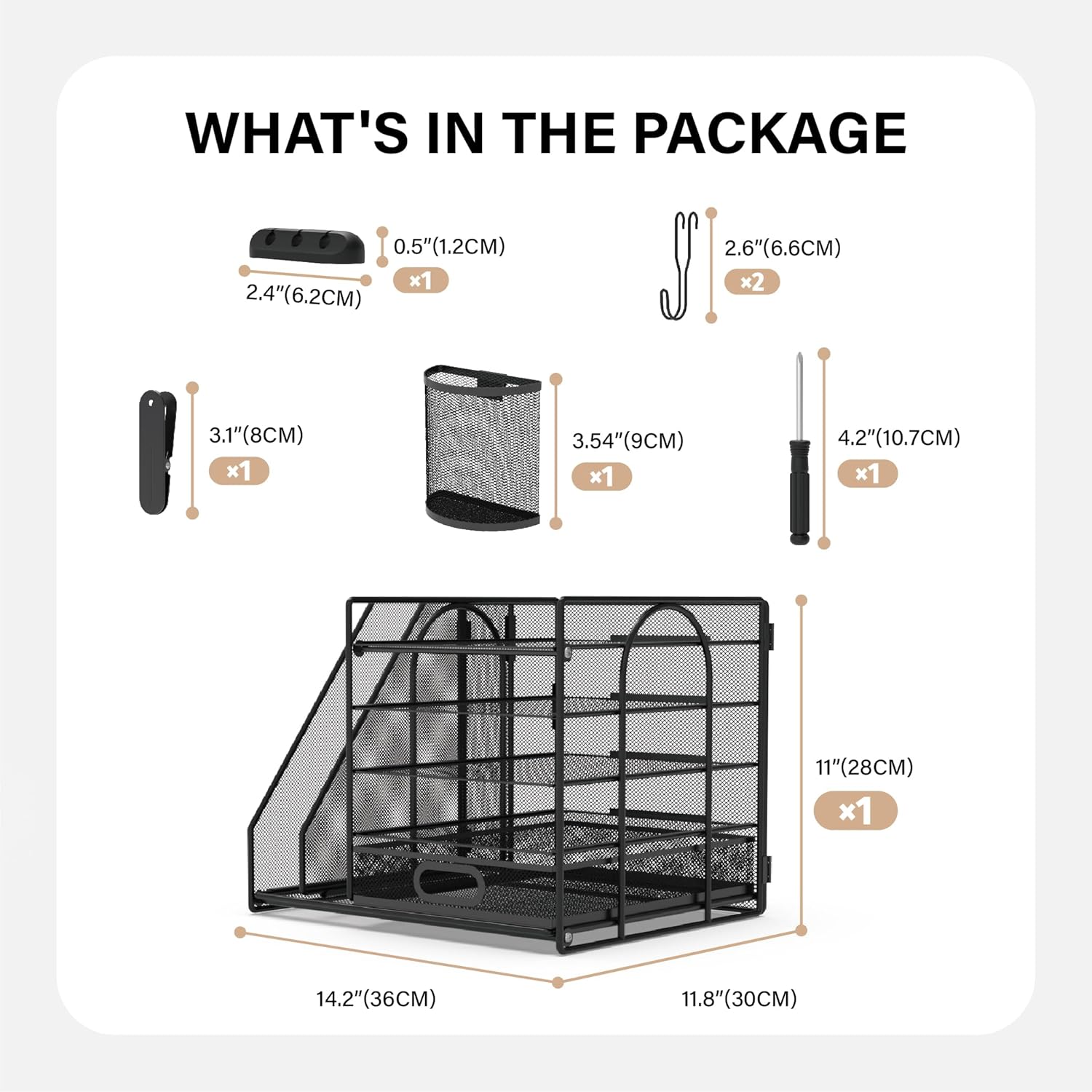 HUHOLE Mesh Desk Organizer with File Holder, 5-Tier Paper Letter Tray Organizer