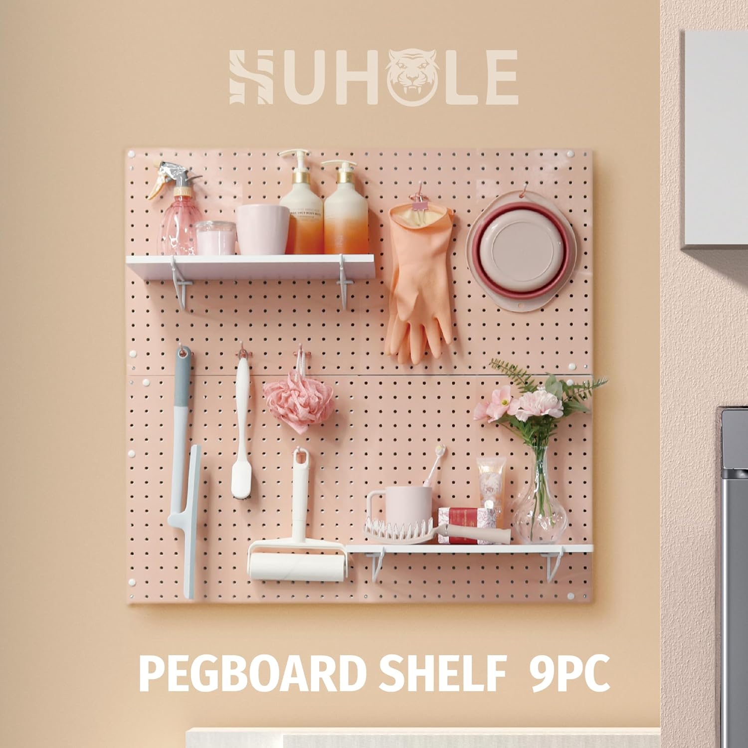 HUHOLE White Pegboard Shelf 3 Pack, Only Fits 1/4 Pegboard