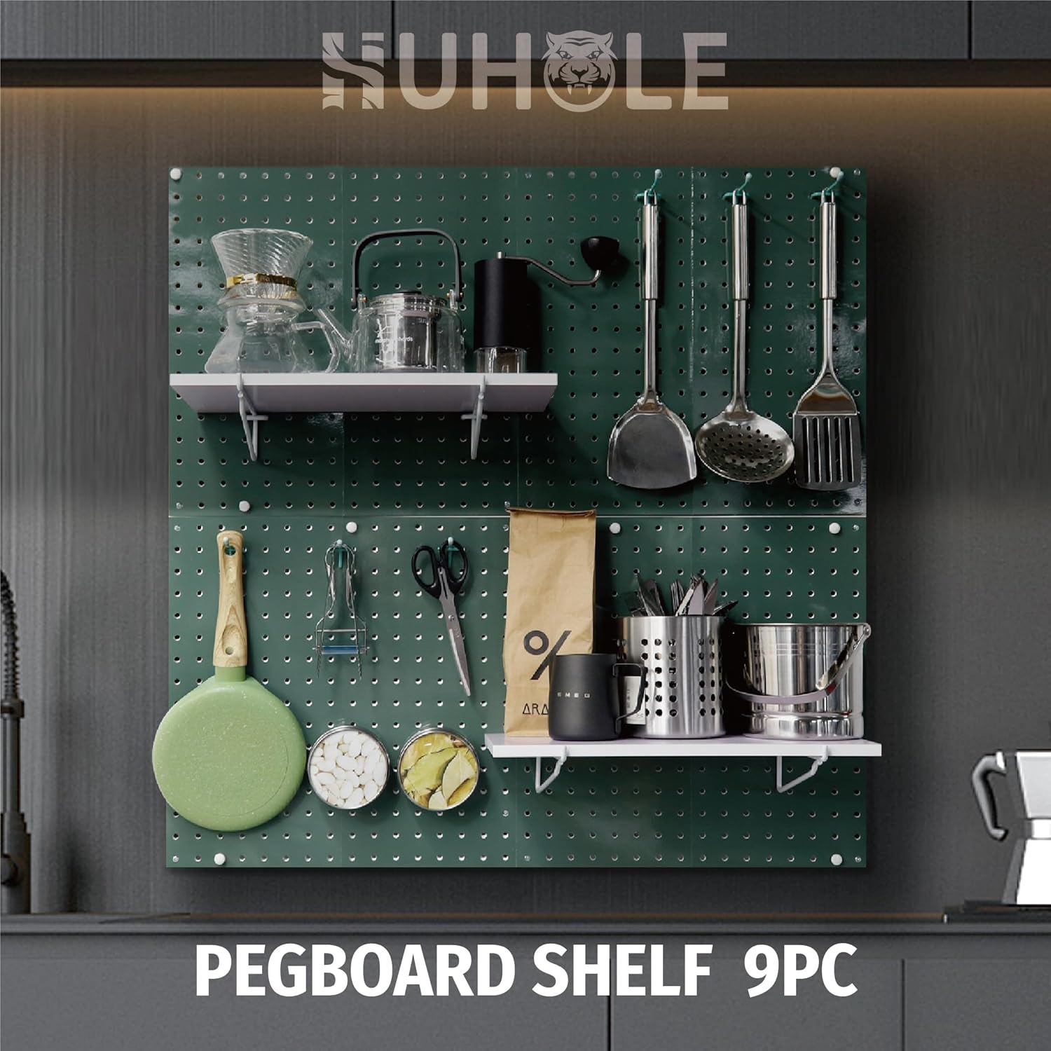 HUHOLE White Pegboard Shelf 3 Pack, Only Fits 1/4 Pegboard