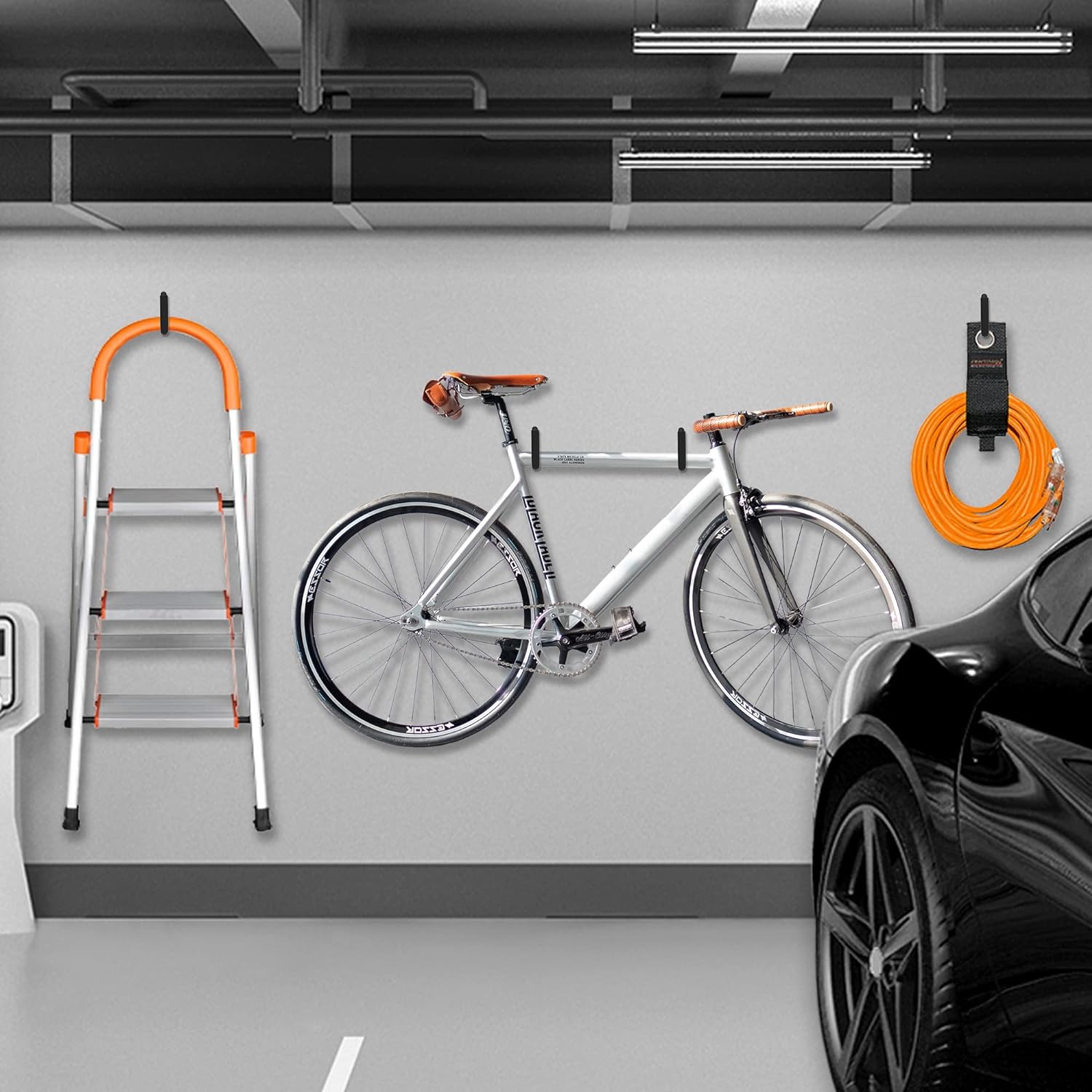 HUHOLE garage hooks hanging bike and ladder