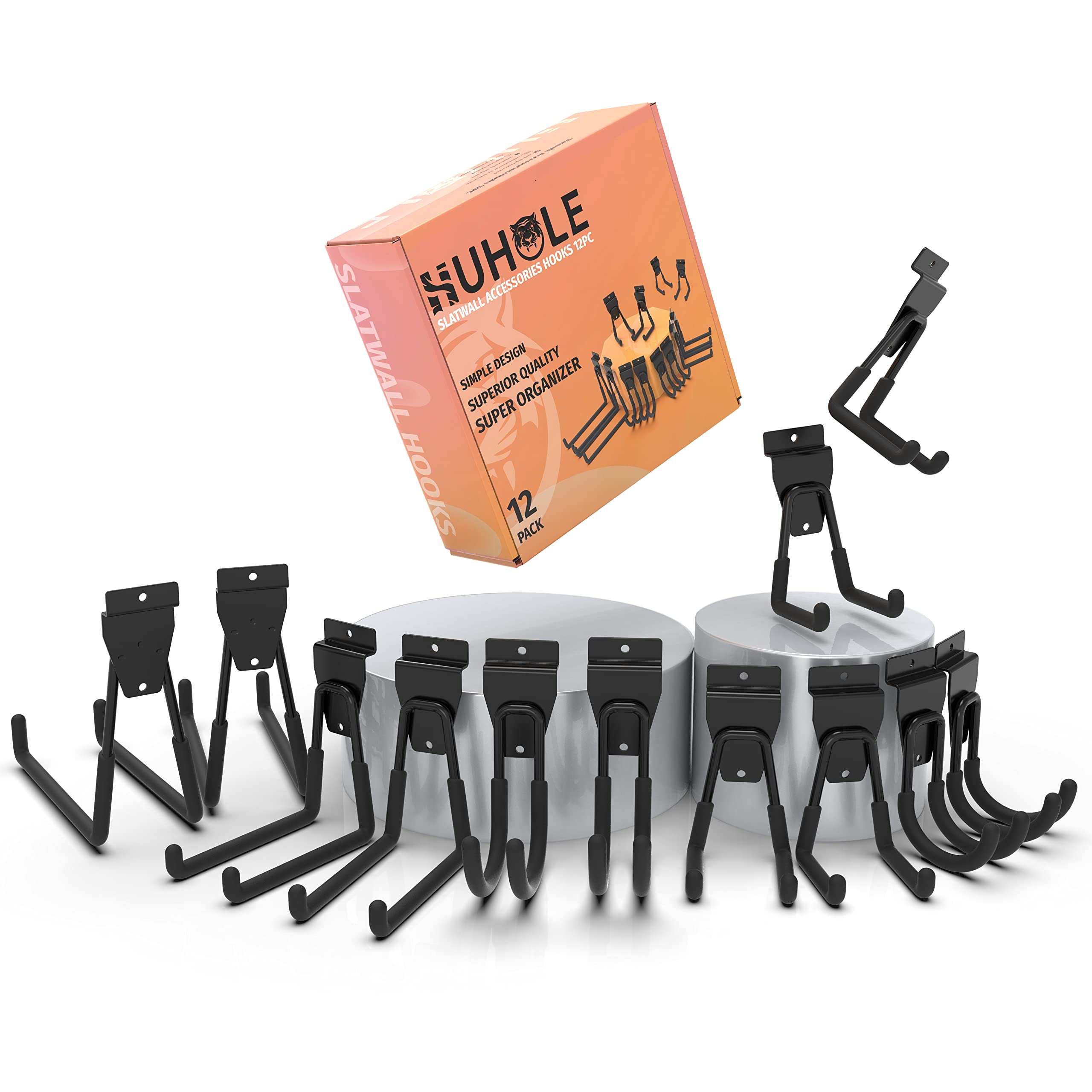 HUHOLE garage slatwall hooks accessories 12pc