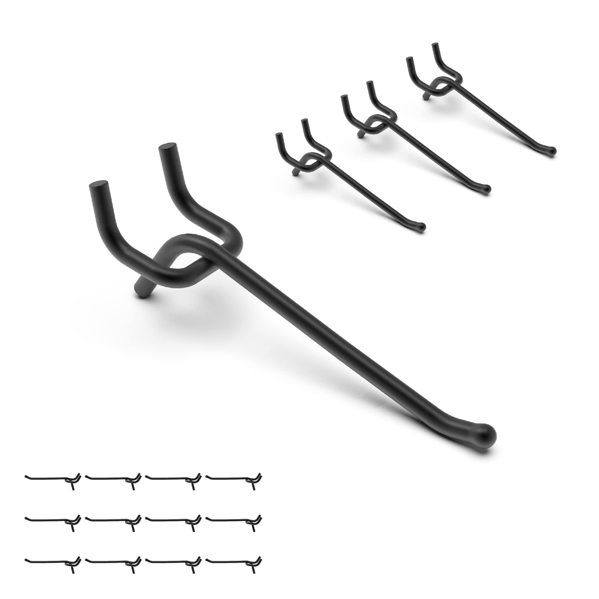 HUHOLE heavy duty pegboard hooks 25pc black