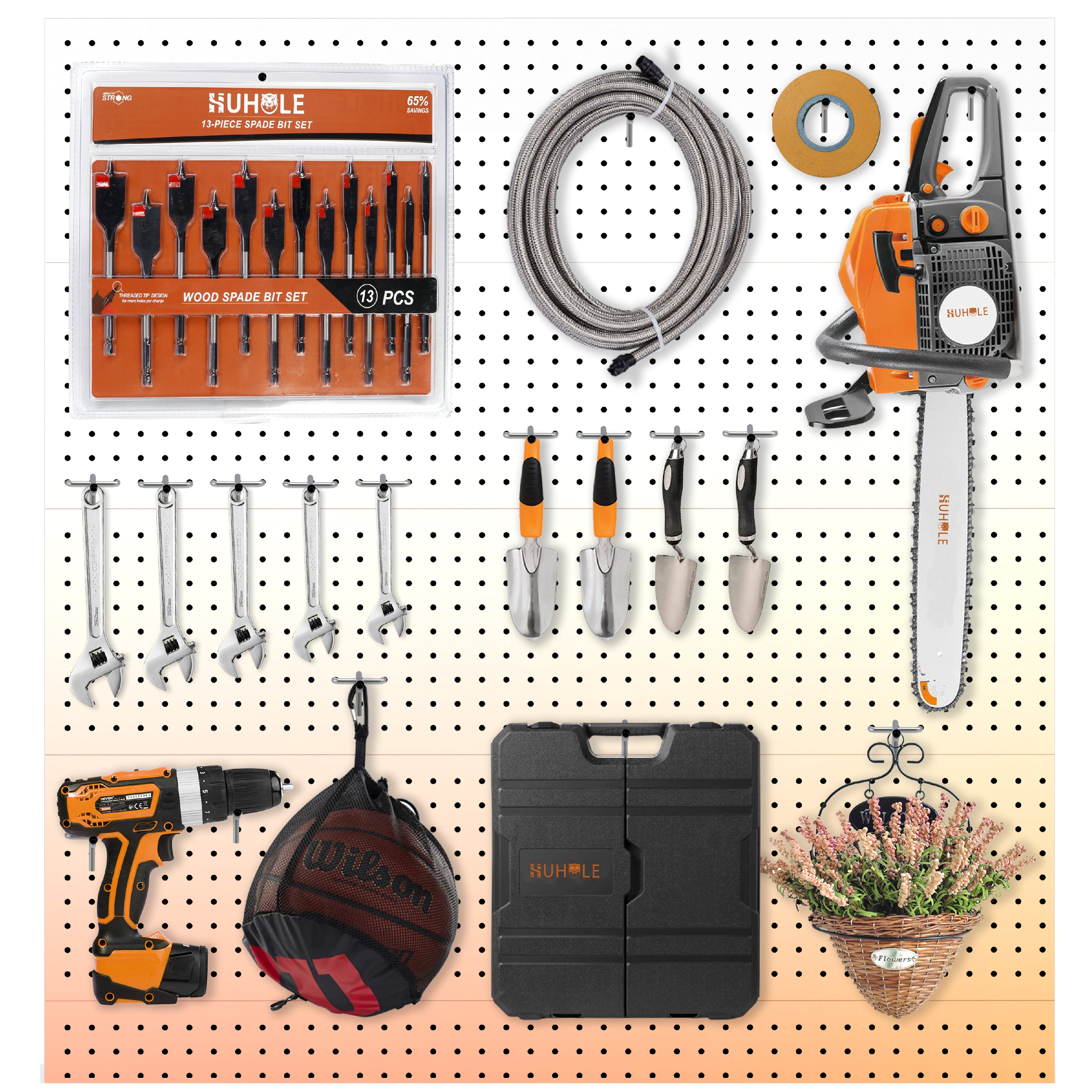 HUHOLE Pegboard Hooks 2-6 Inch 100PC, Fit 1/4" or 1/8" Pegboard with Plastic Tip