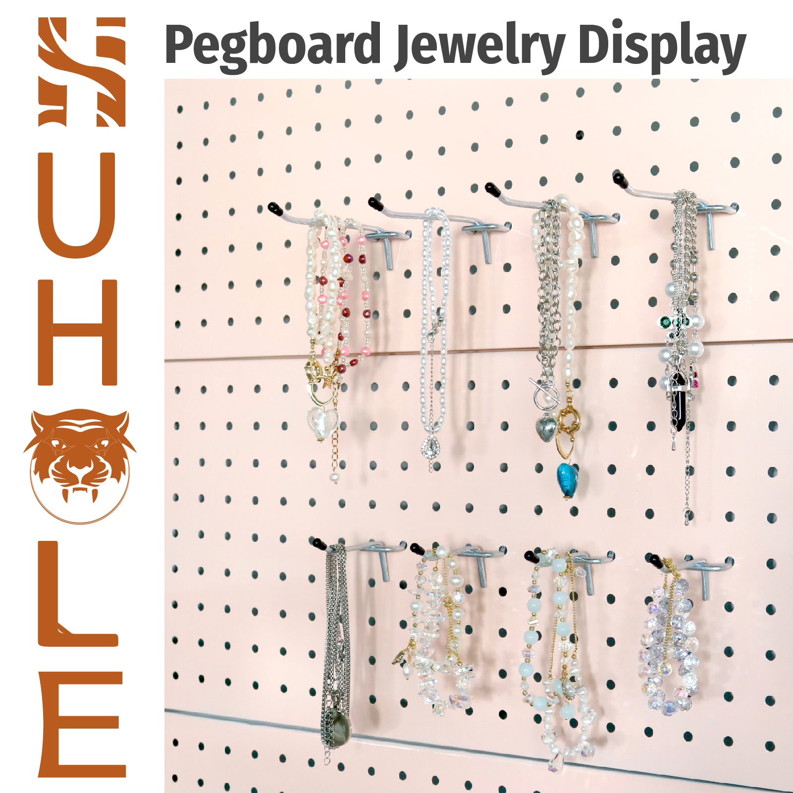 HUHOLE Pegboard Hooks 2-6 Inch 100PC, Fit 1/4" or 1/8" Pegboard with Plastic Tip